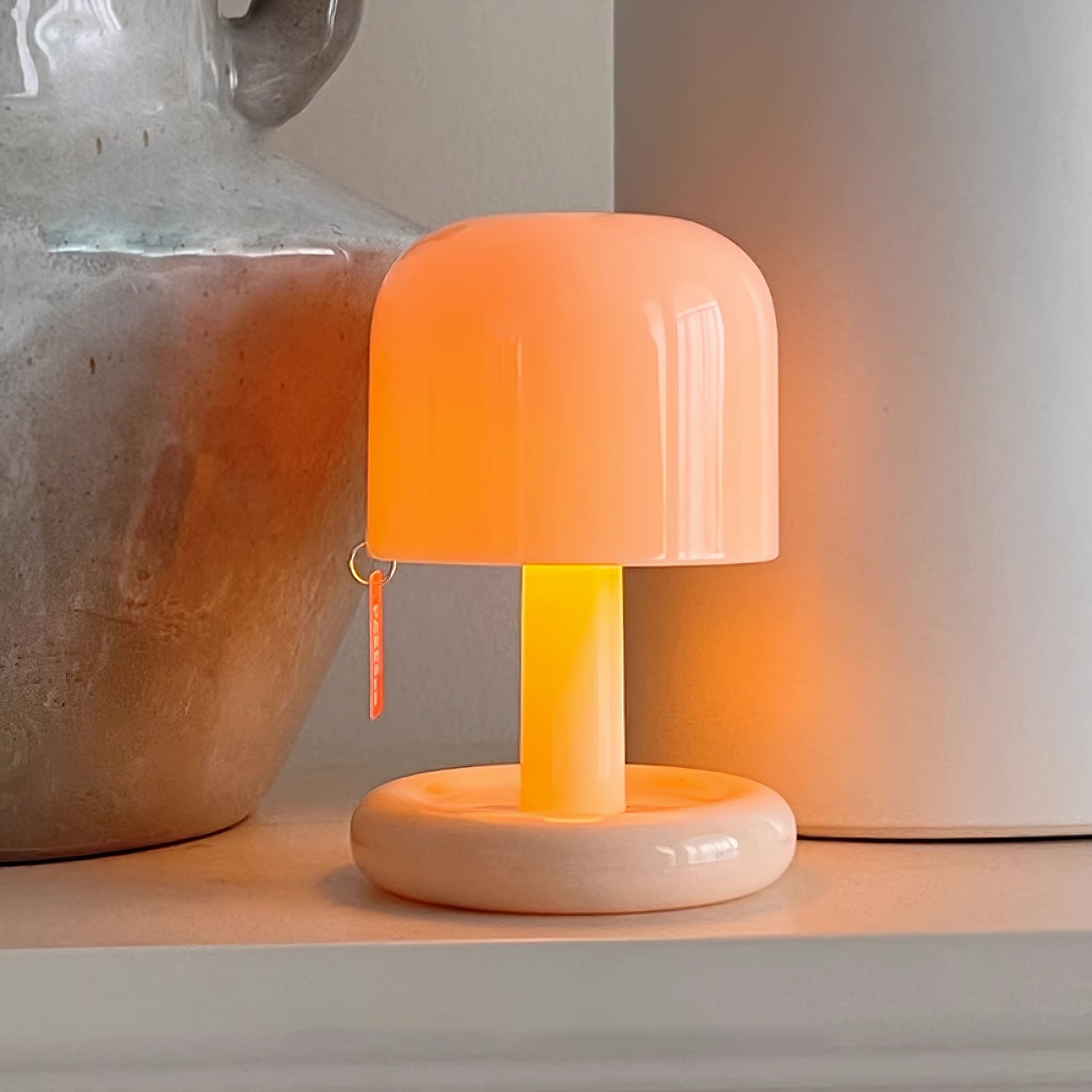 Table Lamp Acrylic 4.1 in Warm White LED Milky White Bedside Desk Light Compact Minimalist | Thomler