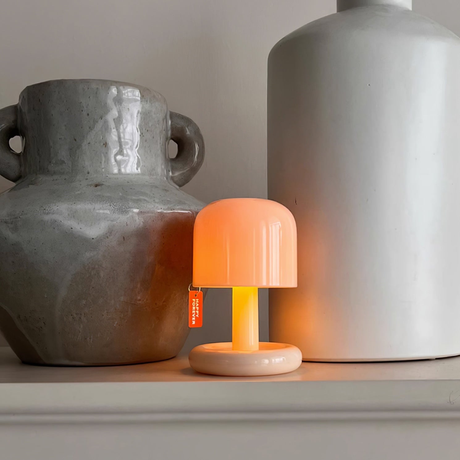 Table Lamp Acrylic 4.1 in Warm White LED Milky White Bedside Desk Light Compact Minimalist | Thomler