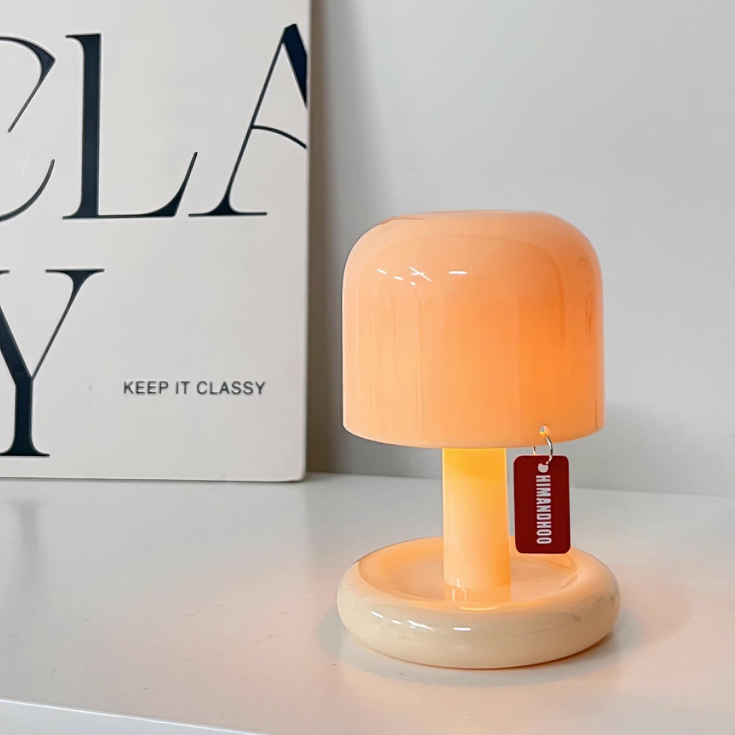 Table Lamp Acrylic 4.1 in Warm White LED Milky White Bedside Desk Light Compact Minimalist | Thomler