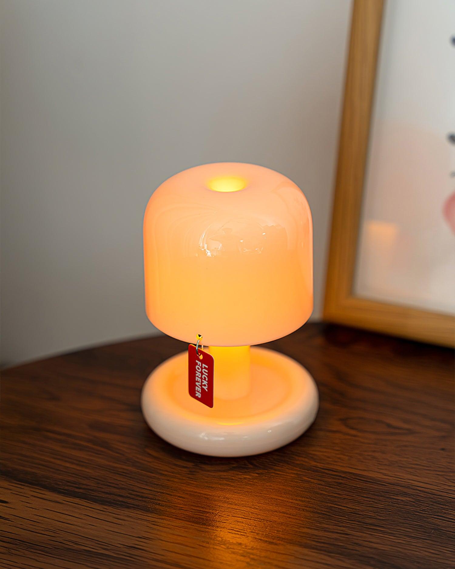 Table Lamp Acrylic 4.1 in Warm White LED Milky White Bedside Desk Light Compact Minimalist | Thomler