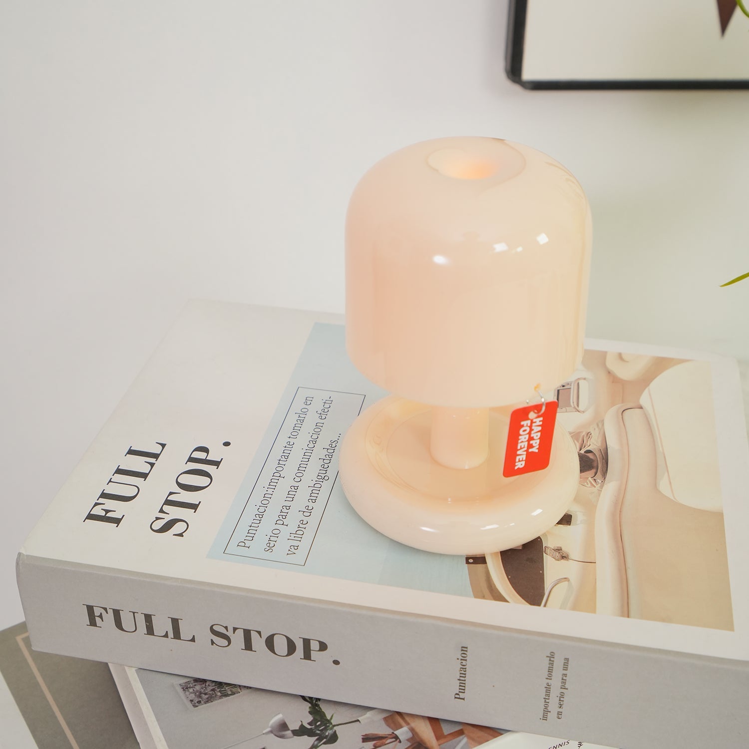 Table Lamp Acrylic 4.1 in Warm White LED Milky White Bedside Desk Light Compact Minimalist | Thomler
