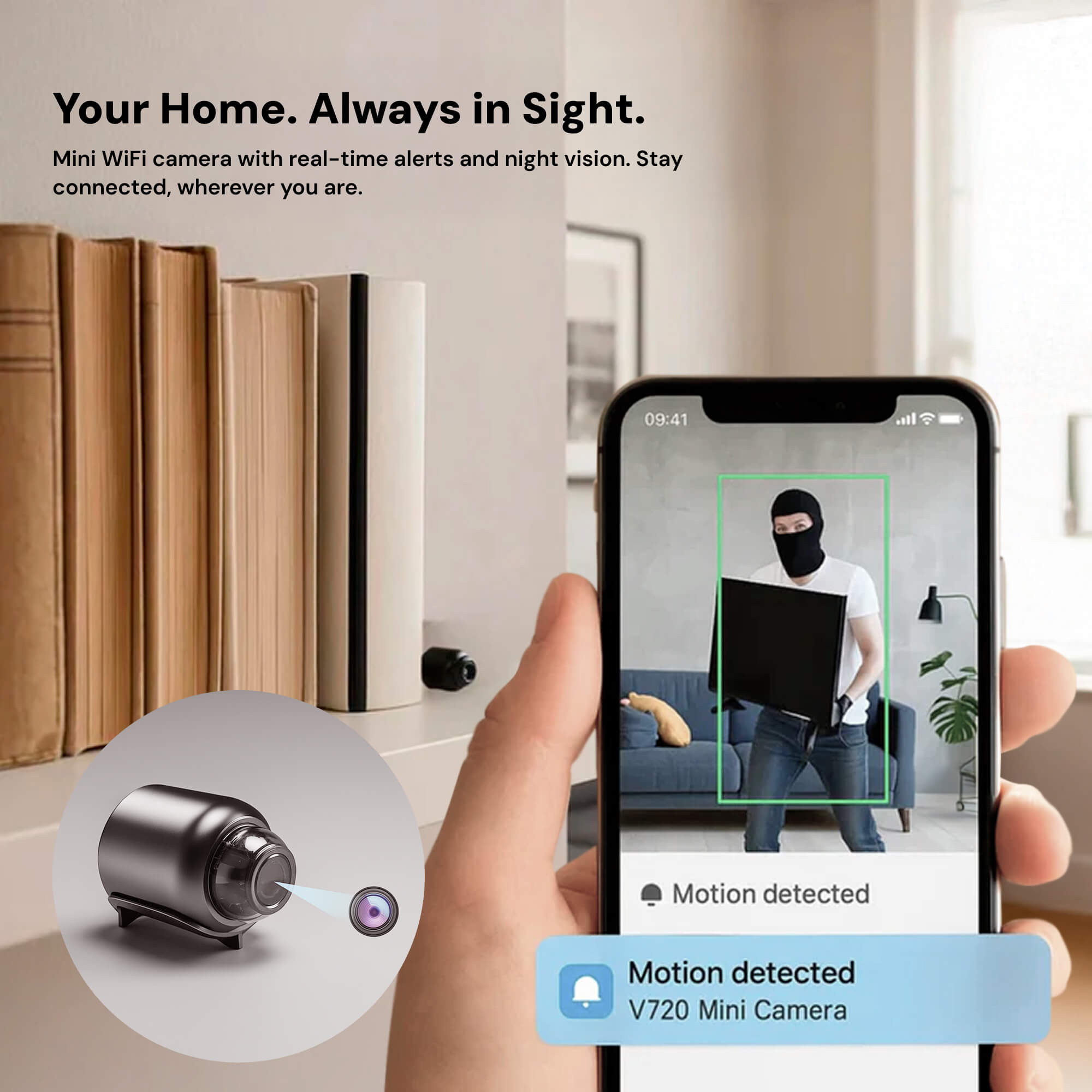 Mini Indoor Camera Compact Wi-Fi 1080P 4.0 cm Discreet Home Surveillance Night Vision Motion Detection | Thomler