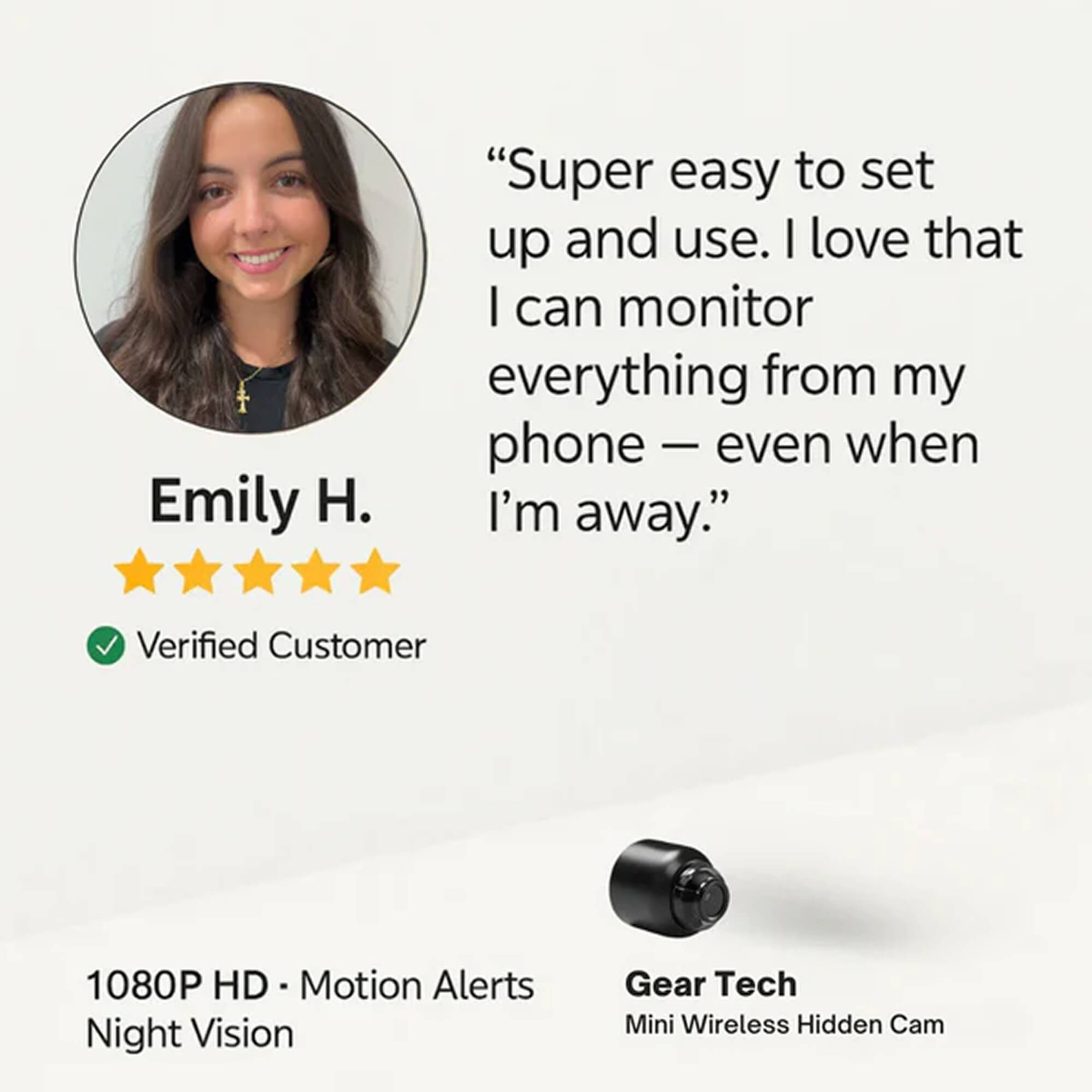 Mini Indoor Camera Compact Wi-Fi 1080P 4.0 cm Discreet Home Surveillance Night Vision Motion Detection | Thomler
