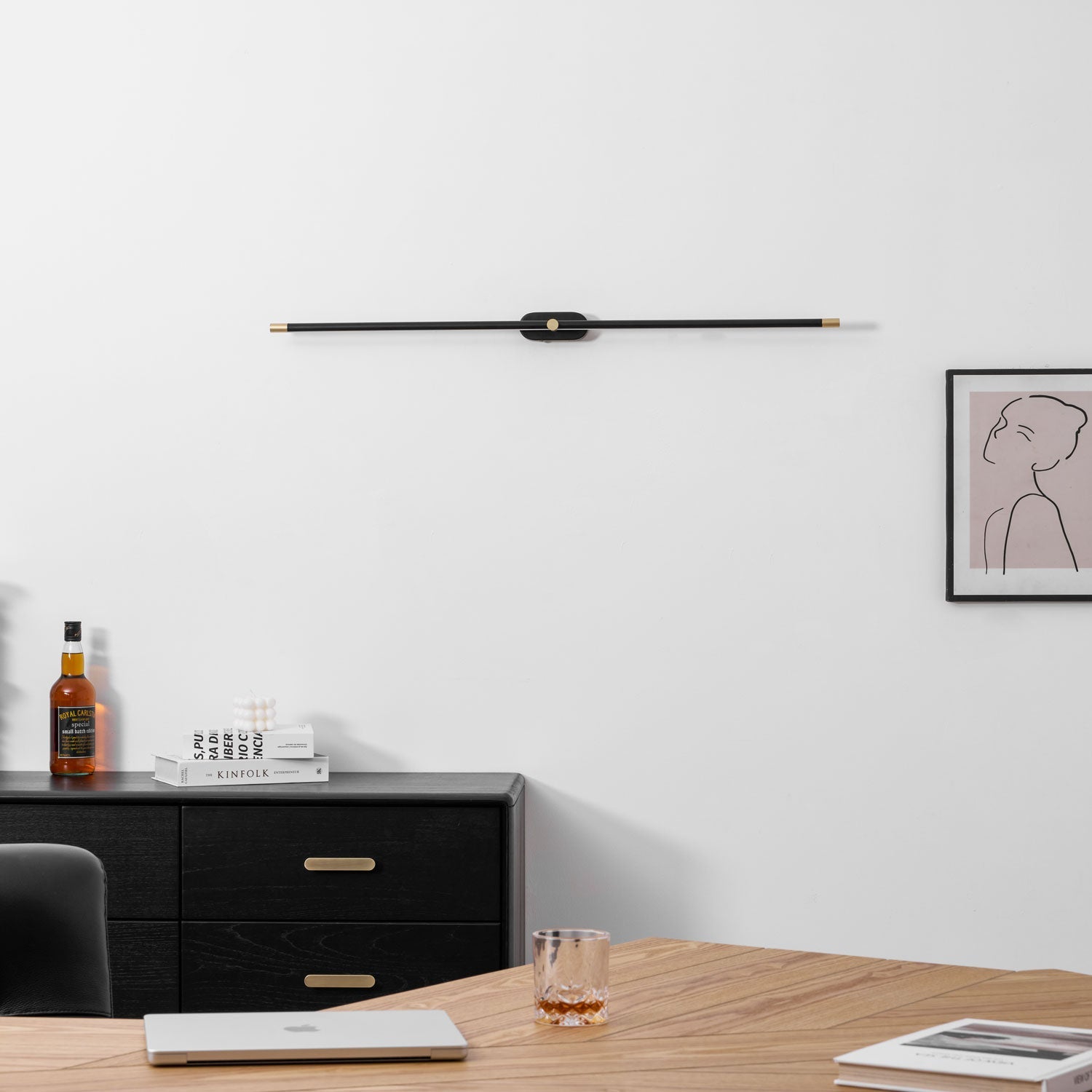 Contemporary Metal Vanity Light Integrated LED 27 in Black Bathroom Wall Lamp Warm Lighting | Thomler