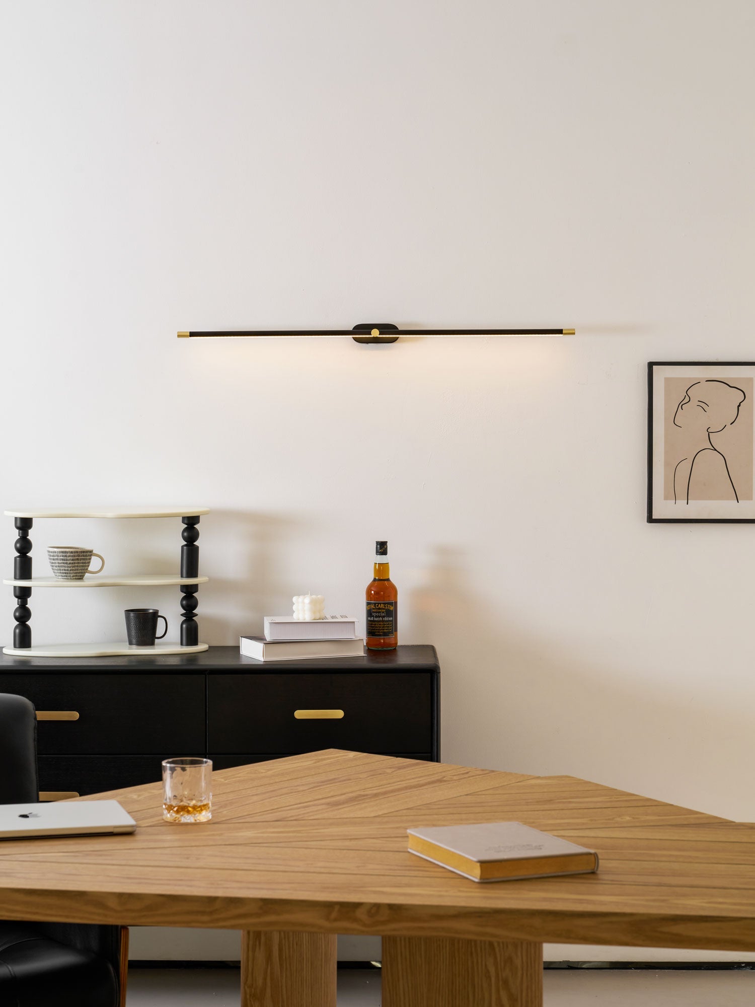 Contemporary Metal Vanity Light Integrated LED 27 in Black Bathroom Wall Lamp Warm Lighting | Thomler