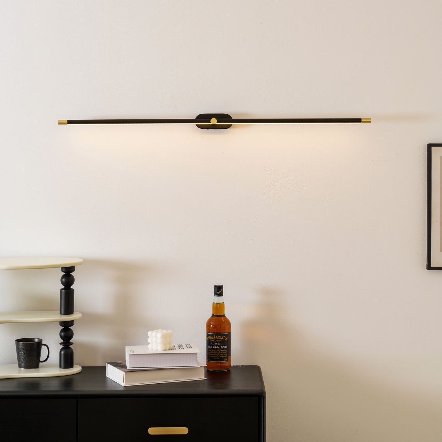 Contemporary Metal Vanity Light Integrated LED 27 in Black Bathroom Wall Lamp Warm Lighting | Thomler