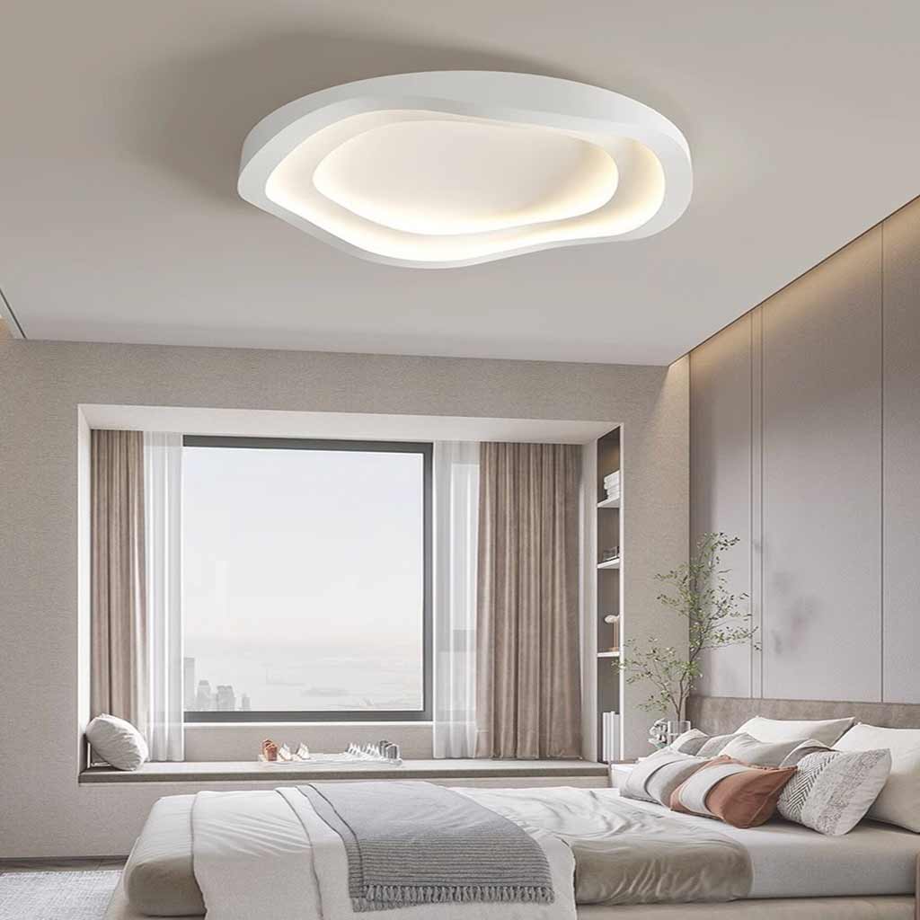 Flush Mount Ceiling Light Iron 15.8 in Dimmable White Modern Living Room Bedroom Dining Room Lighting | Thomler