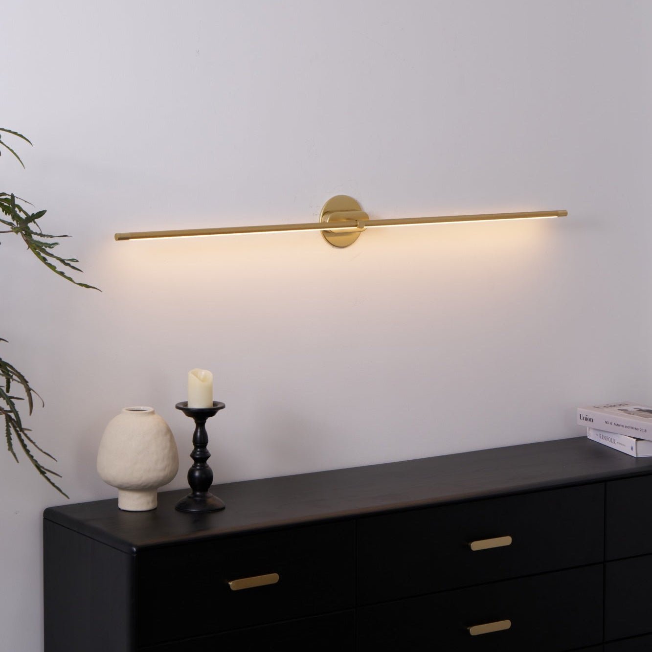 Contemporary Metal LED Vanity Light 27 in Black Bathroom Wall Lamp Warm Light | Thomler