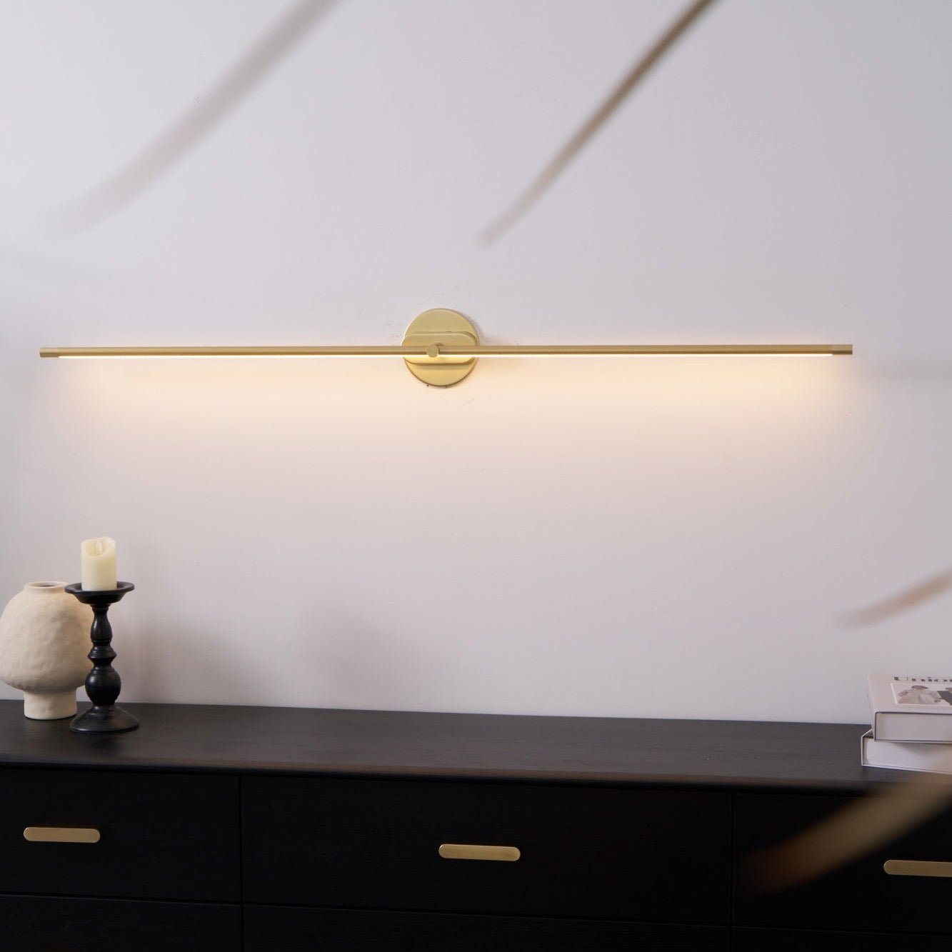 Contemporary Metal LED Vanity Light 27 in Black Bathroom Wall Lamp Warm Light | Thomler