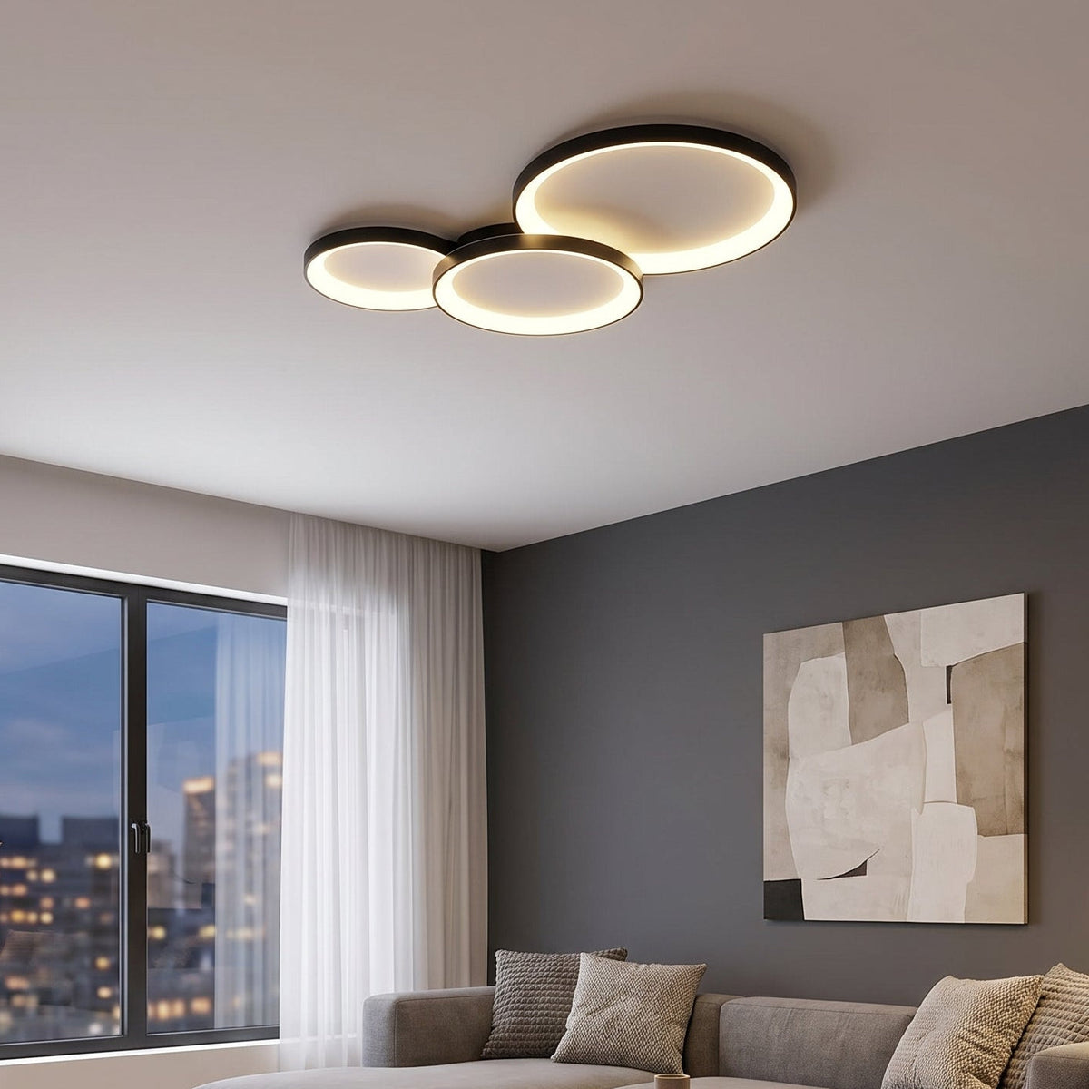 Modern LED Ceiling Light Fixture – Sleek Metal & Acrylic Design for Dining Room, Kitchen & Bar – Contemporary Flush Mount Lighting 20 in | Thomler