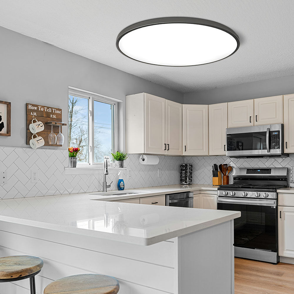 Flush Mount LED Ceiling Light – Low Profile Round Fixture with 3-Color Switching for Kitchen, Bedroom & Living Room | Thomler