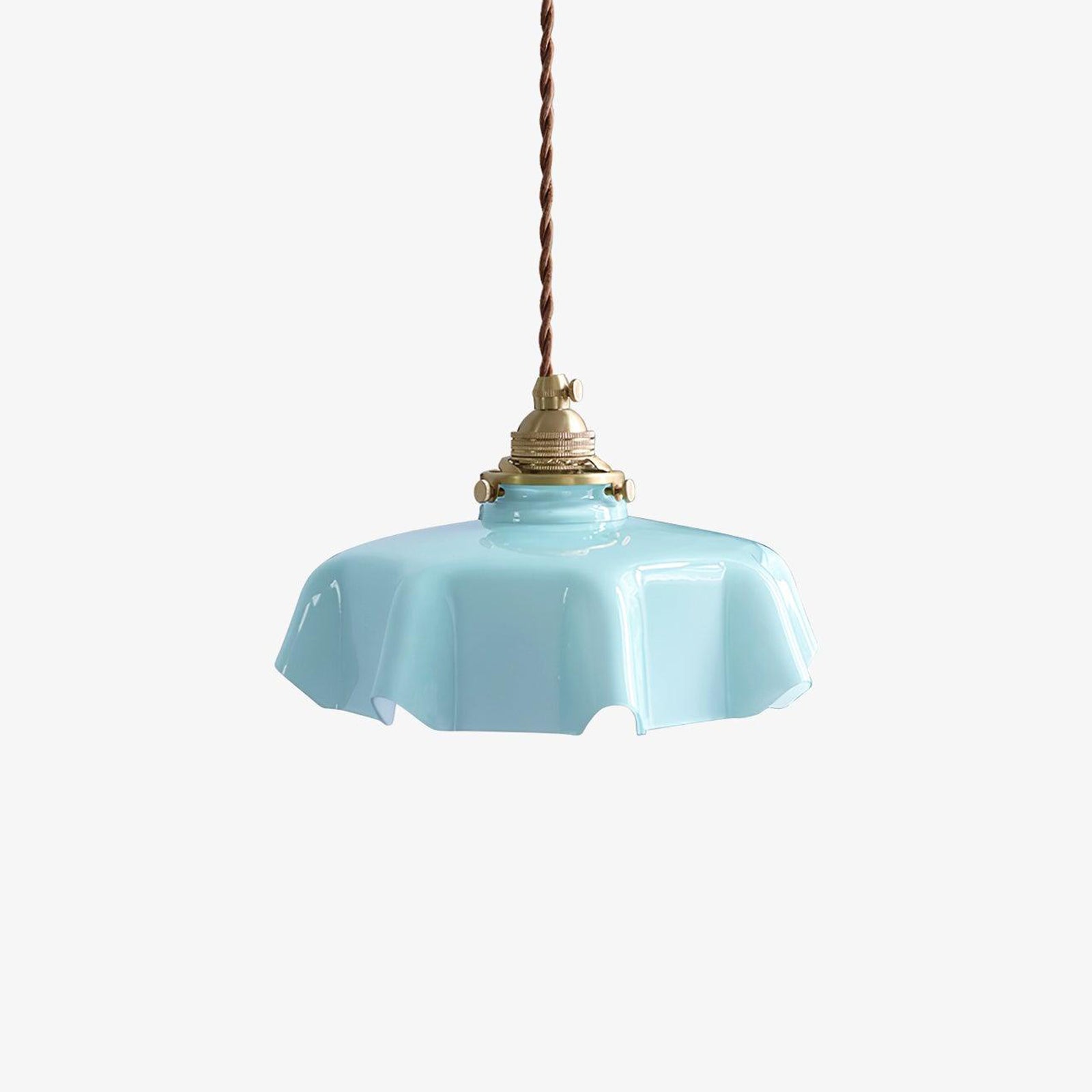 Ceramic Pendant Light 9.8 in x 5.1 in Adjustable Ceiling Indoor White Beige Pink Blue Vintage Lampshade | Thomler