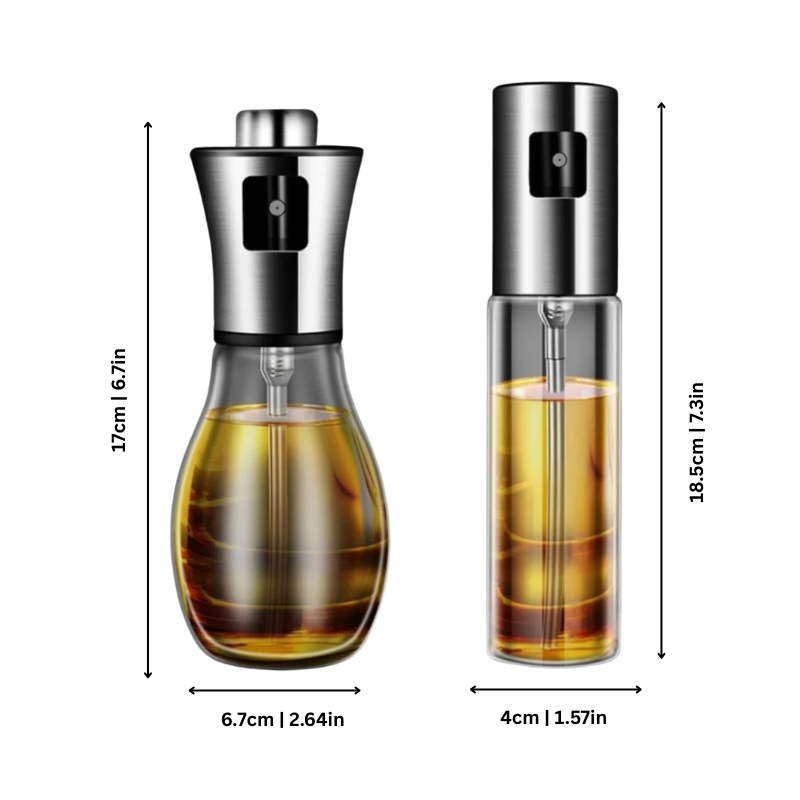 Stainless Steel Oil Mister Spray Bottle for Healthy Cooking – Glass & Metal Sprayer for Salad Dressing, Air Fryer, Grilling | Thomler