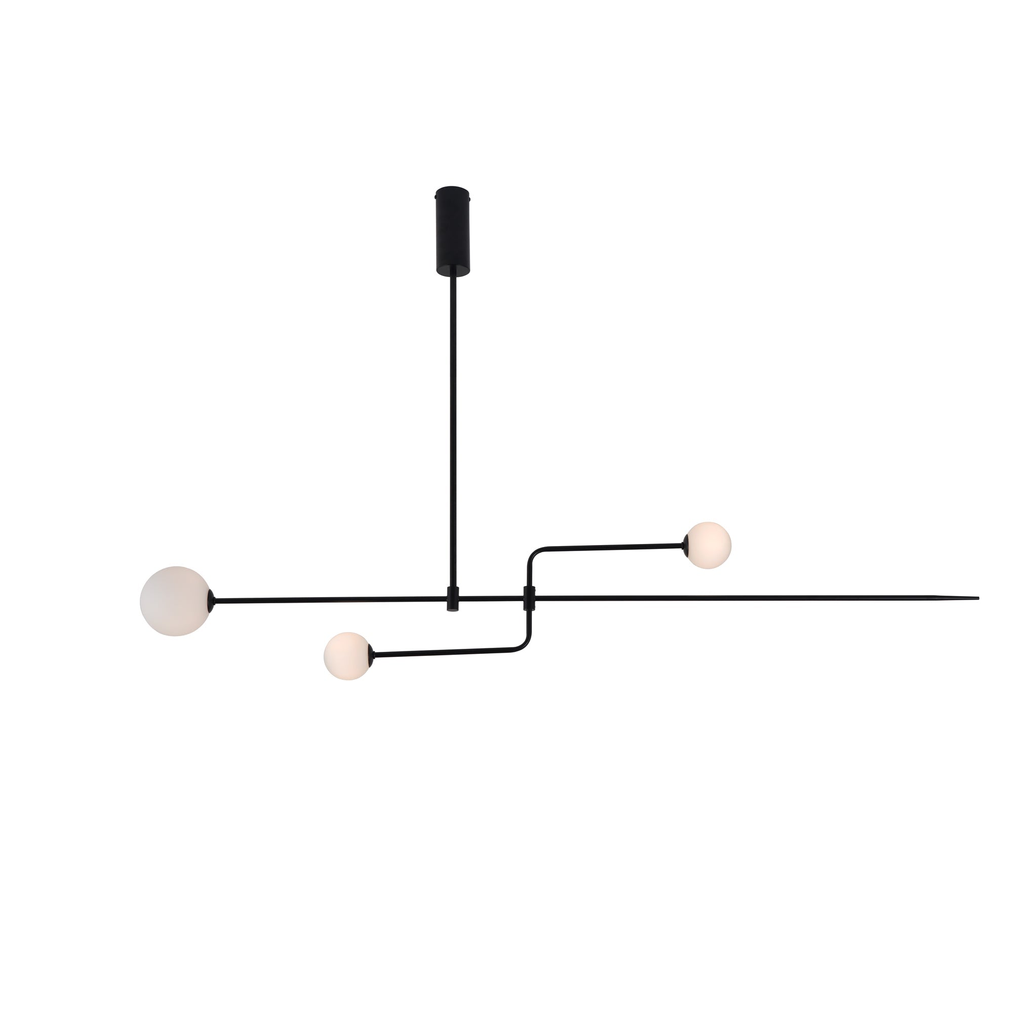 Mobile Chandelier 55.1 in L x 33.5 in H Patinated Brass Black Modern Living Room Ceiling Light Minimalist Glass Diffuser Fixture | Thomler