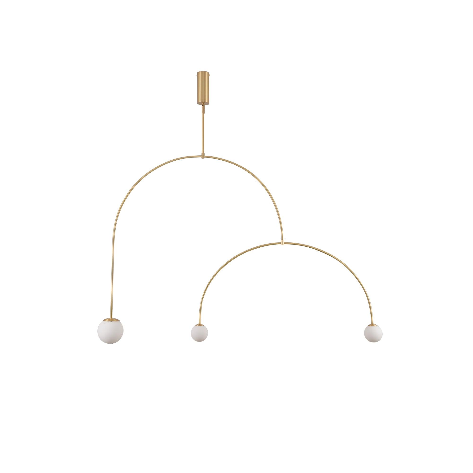 Mobile Chandelier 55.1 in L x 33.5 in H Patinated Brass Black Modern Living Room Ceiling Light Minimalist Glass Diffuser Fixture | Thomler