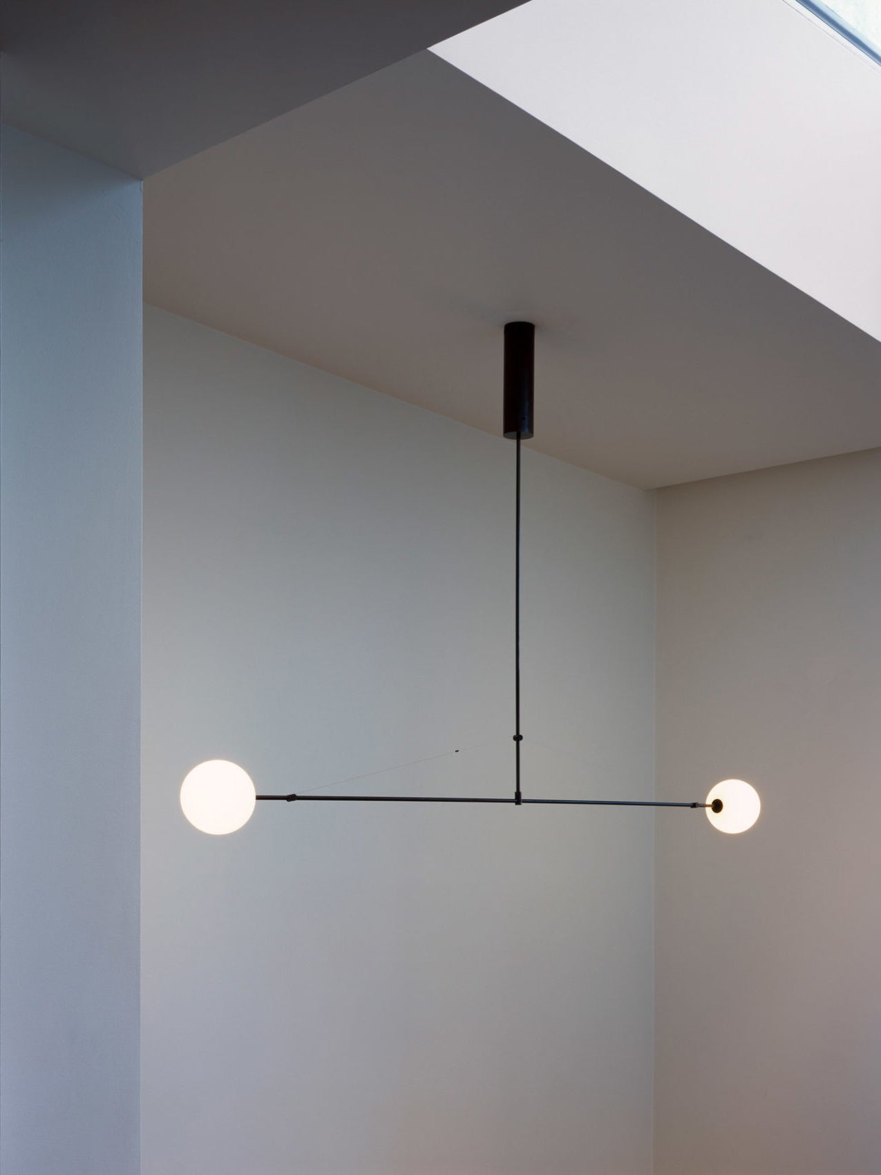 Mobile Chandelier 55.1 in L x 33.5 in H Patinated Brass Black Modern Living Room Ceiling Light Minimalist Glass Diffuser Fixture | Thomler