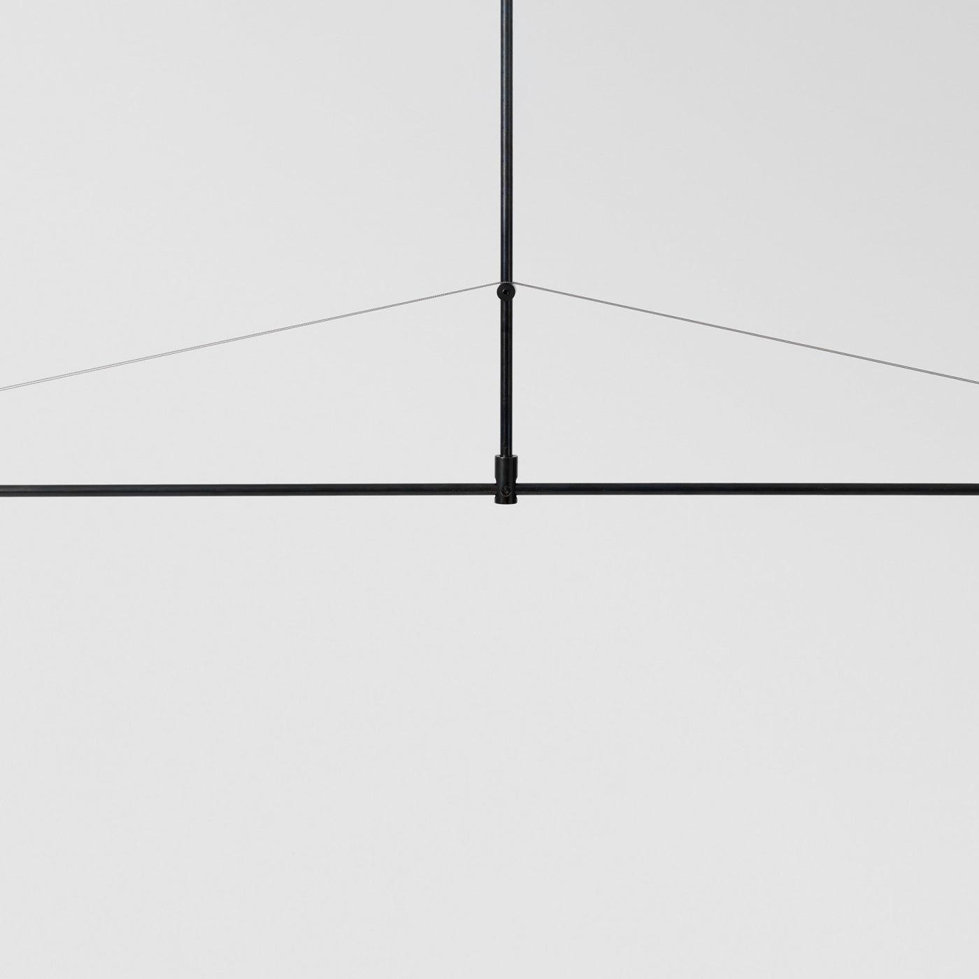Mobile Chandelier 55.1 in L x 33.5 in H Patinated Brass Black Modern Living Room Ceiling Light Minimalist Glass Diffuser Fixture | Thomler