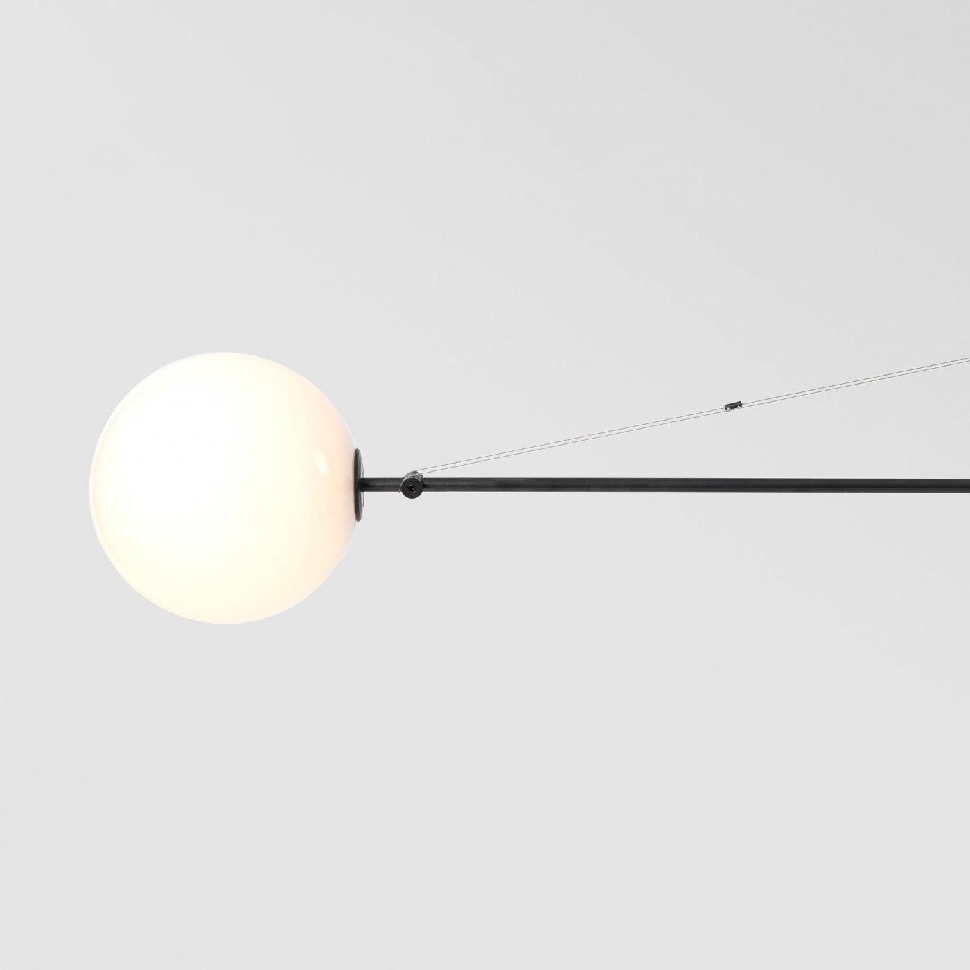 Mobile Chandelier 55.1 in L x 33.5 in H Patinated Brass Black Modern Living Room Ceiling Light Minimalist Glass Diffuser Fixture | Thomler