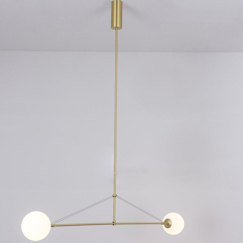 Mobile Chandelier 55.1 in L x 33.5 in H Patinated Brass Black Modern Living Room Ceiling Light Minimalist Glass Diffuser Fixture | Thomler