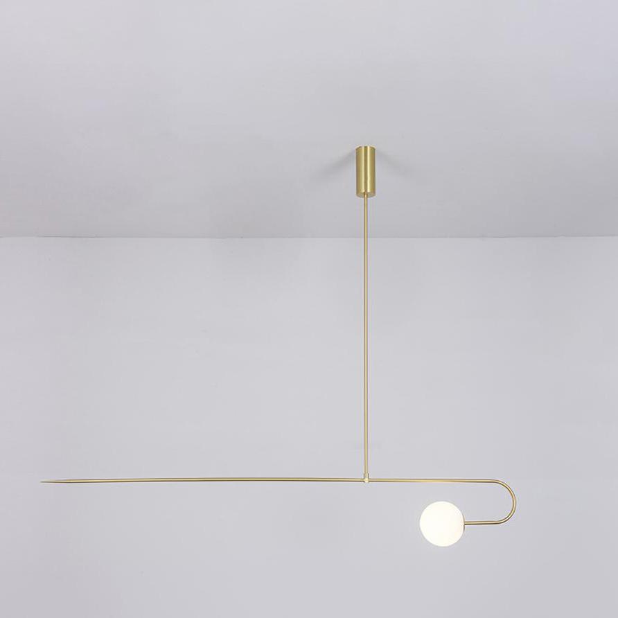 Mobile Chandelier 55.1 in L x 33.5 in H Patinated Brass Black Modern Living Room Ceiling Light Minimalist Glass Diffuser Fixture | Thomler