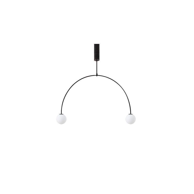 Mobile Chandelier 55.1 in L x 33.5 in H Patinated Brass Black Modern Living Room Ceiling Light Minimalist Glass Diffuser Fixture | Thomler