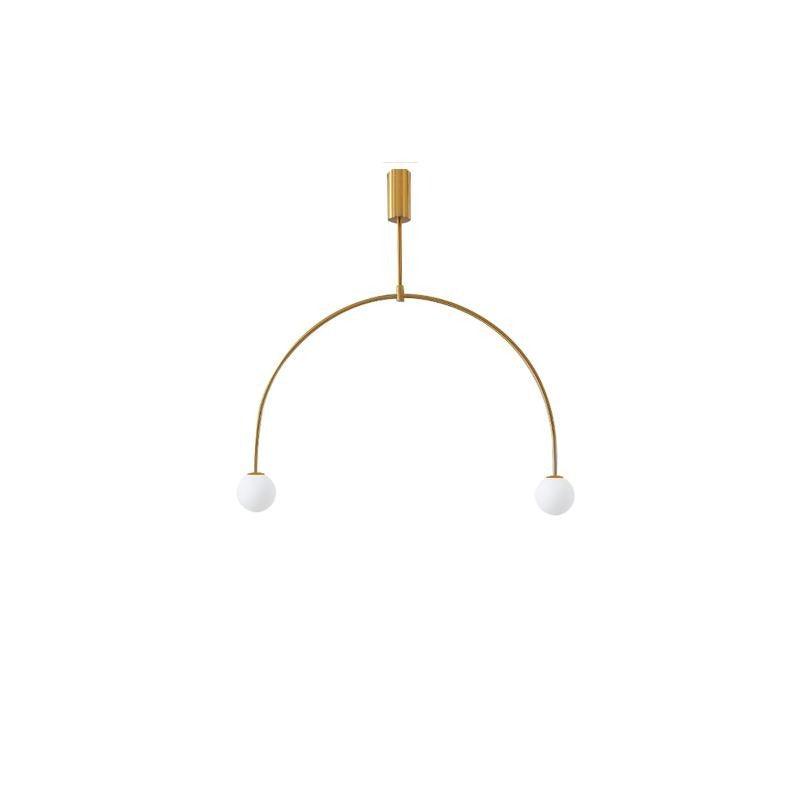 Mobile Chandelier 55.1 in L x 33.5 in H Patinated Brass Black Modern Living Room Ceiling Light Minimalist Glass Diffuser Fixture | Thomler