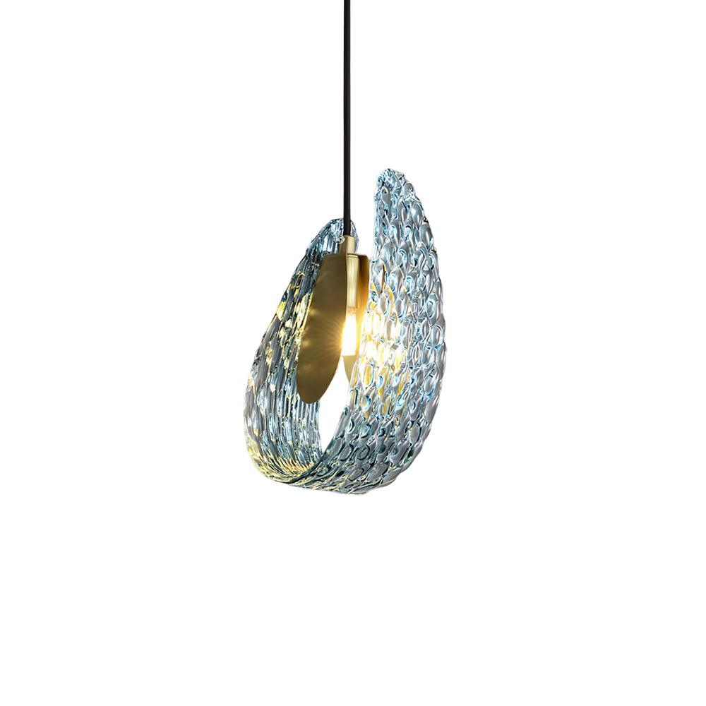 Handblown Cobalt Glass Drop Ceiling Fixture with Metal Accents 5.1 inch for Kitchen Island Dining Area Entryway | Thomler