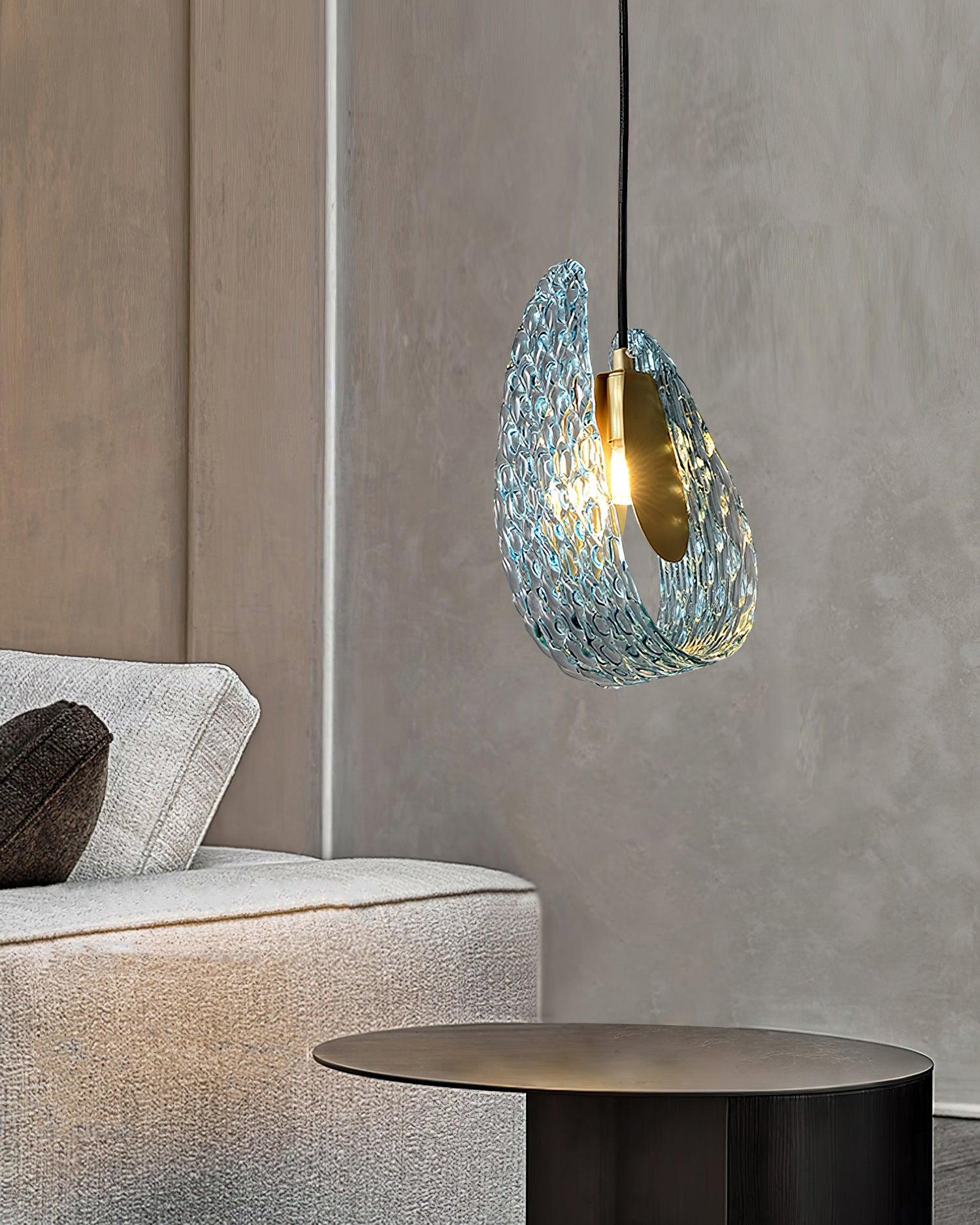 Handblown Cobalt Glass Drop Ceiling Fixture with Metal Accents 5.1 inch for Kitchen Island Dining Area Entryway | Thomler