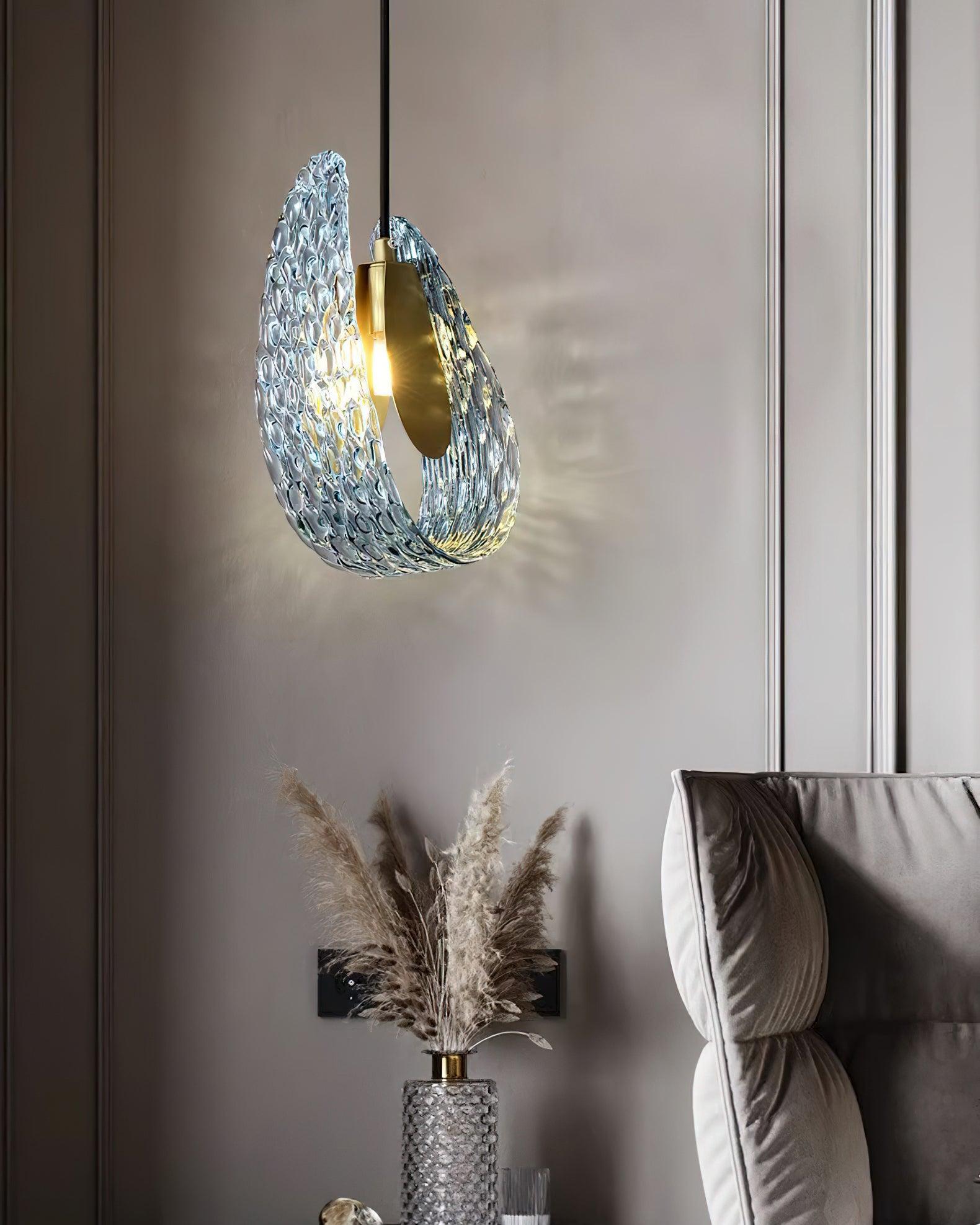 Handblown Cobalt Glass Drop Ceiling Fixture with Metal Accents 5.1 inch for Kitchen Island Dining Area Entryway | Thomler