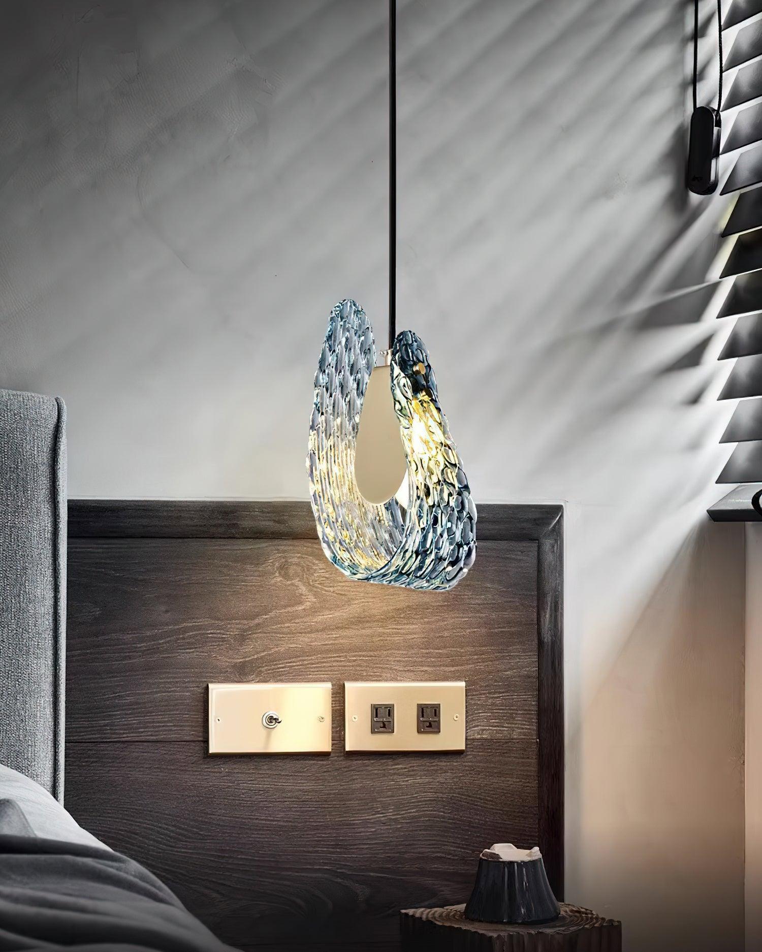 Handblown Cobalt Glass Drop Ceiling Fixture with Metal Accents 5.1 inch for Kitchen Island Dining Area Entryway | Thomler
