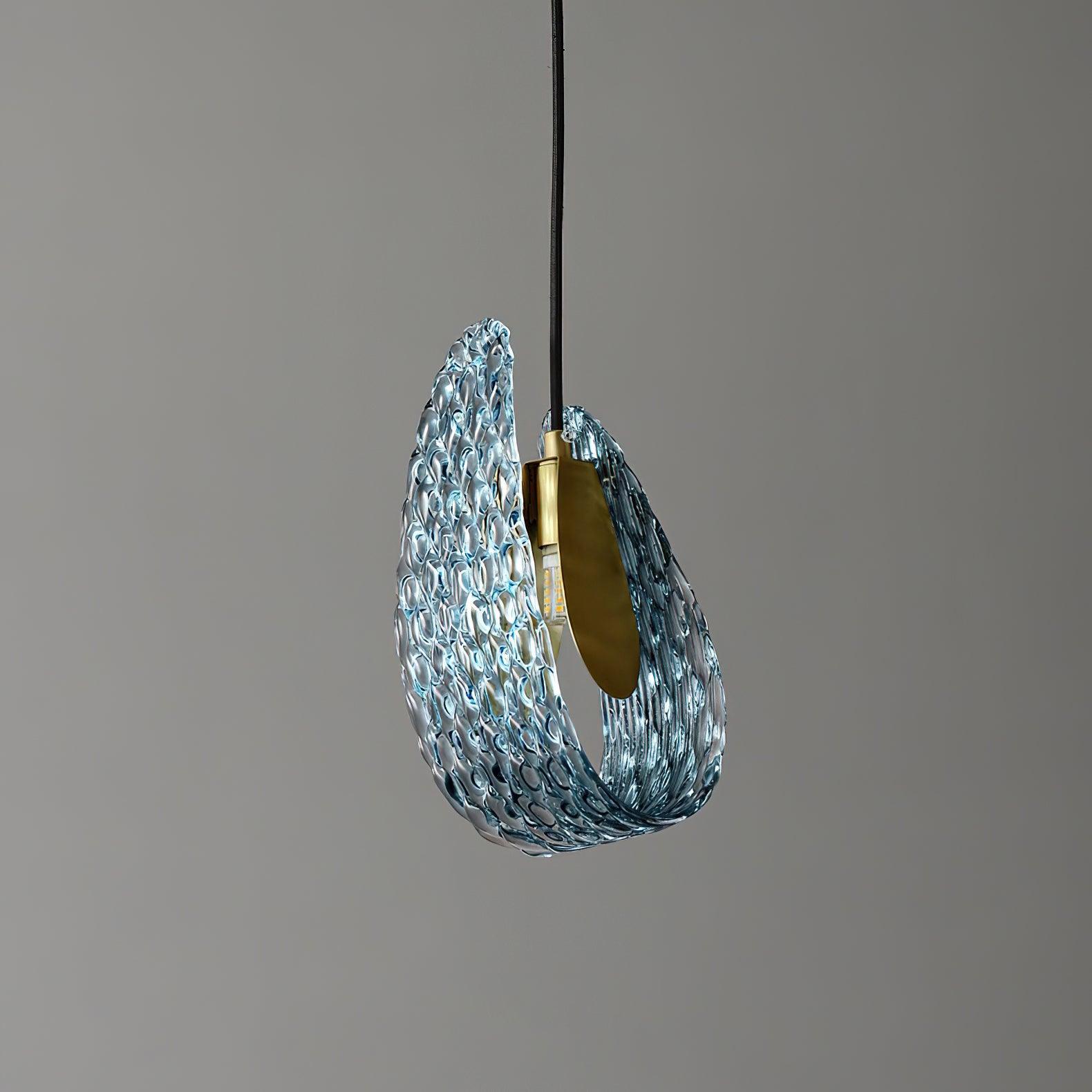 Handblown Cobalt Glass Drop Ceiling Fixture with Metal Accents 5.1 inch for Kitchen Island Dining Area Entryway | Thomler