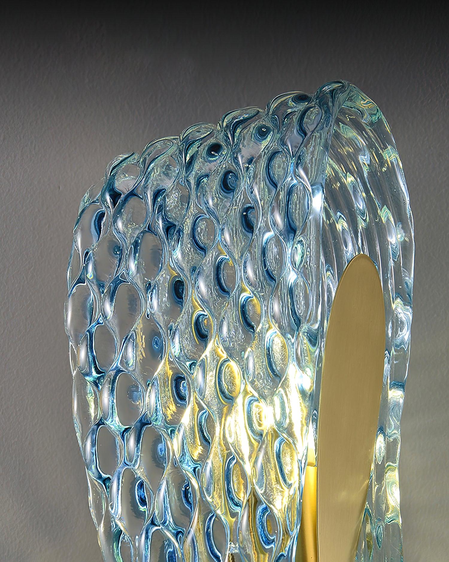 Vintage Brass and Blue Glass Wall Sconce for Bedroom Hallway Living Room – Elegant Decorative 2-Light or 3-Light Fixture with Diamond Textur | Thomler