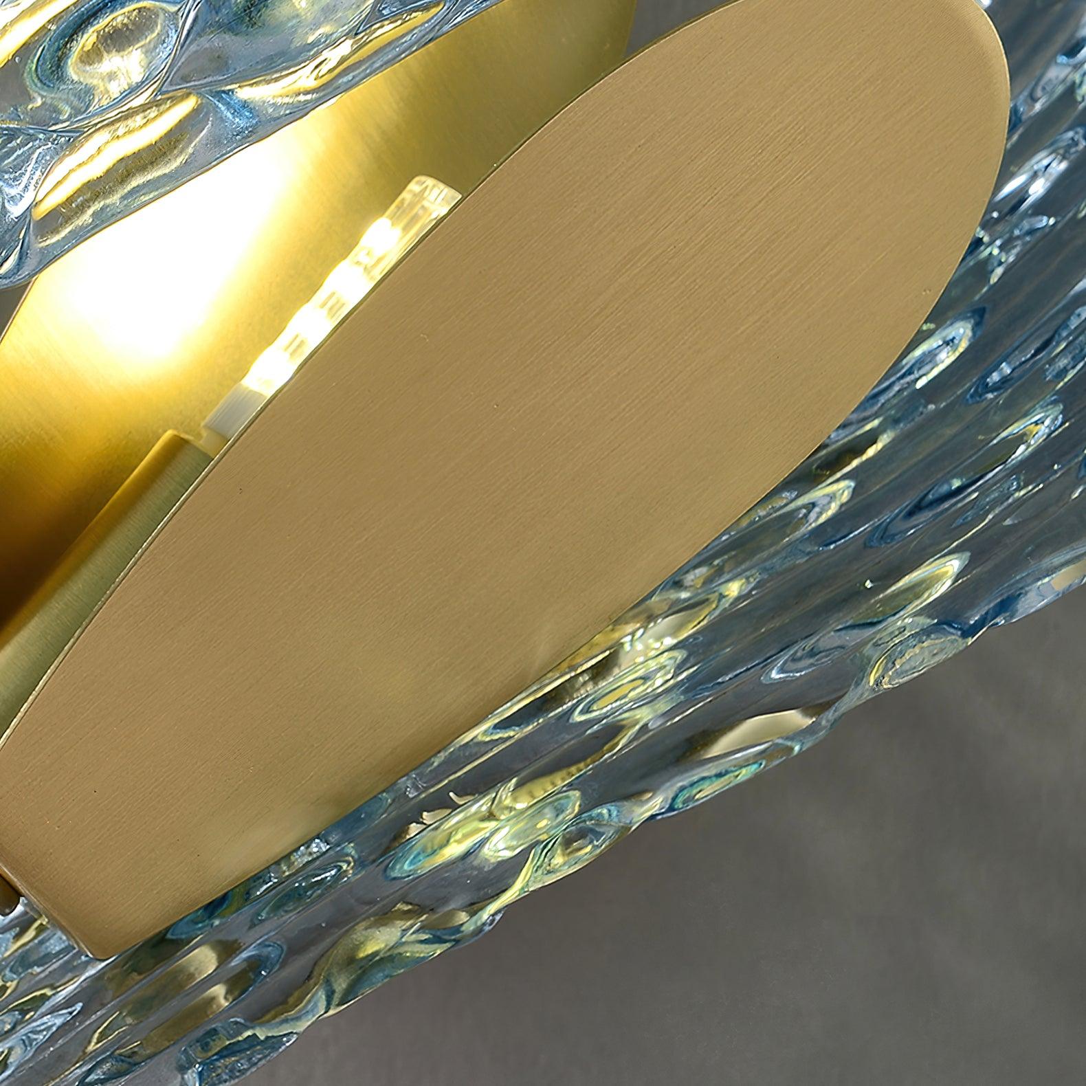 Vintage Brass and Blue Glass Wall Sconce for Bedroom Hallway Living Room – Elegant Decorative 2-Light or 3-Light Fixture with Diamond Textur | Thomler
