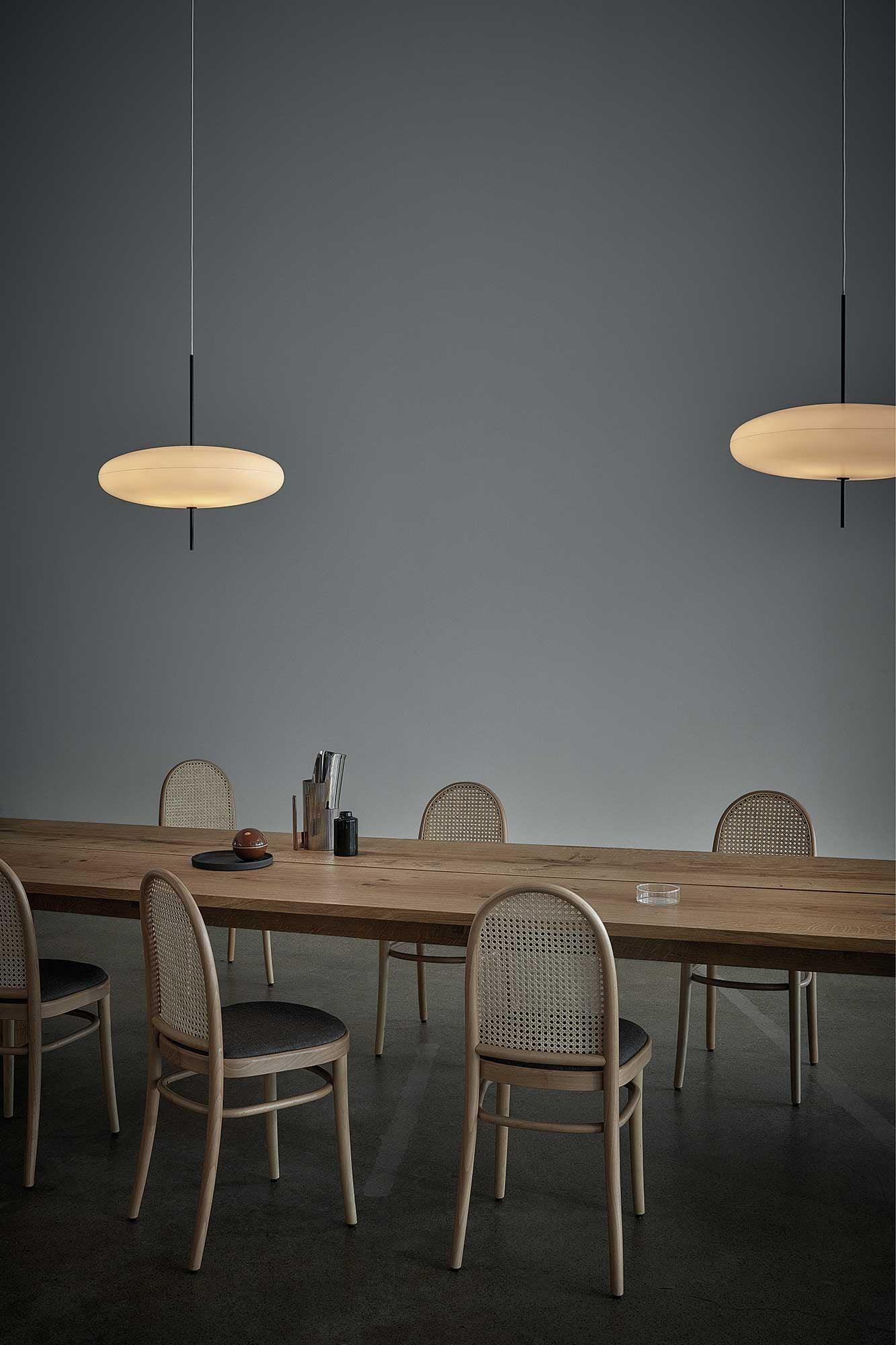 Polymer Plastic Suspension Lamp 11.8 in x 21.7 in White Indoor Ceiling Light Adjustable Hanging Height Modern Lighting Fixture | Thomler