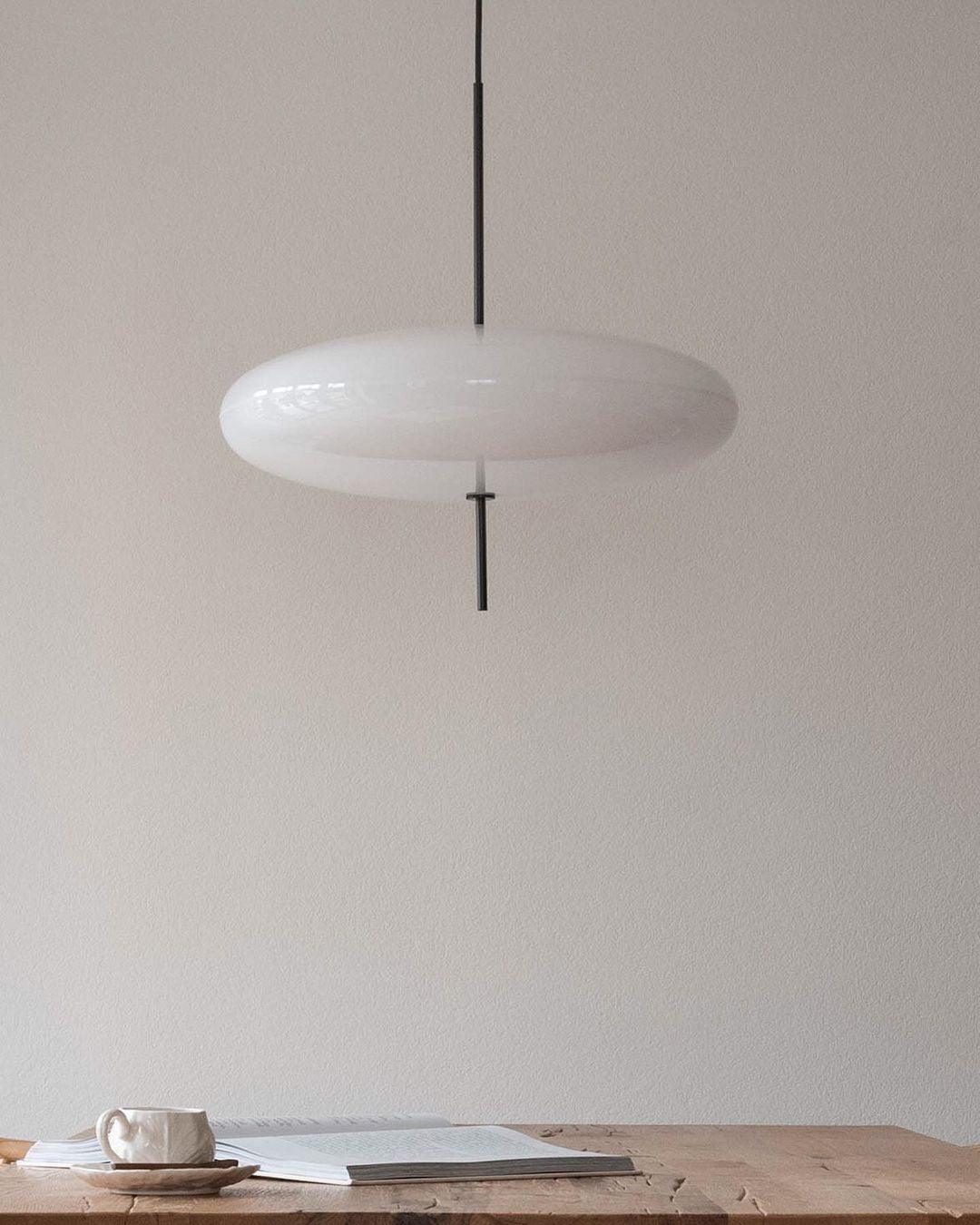 Polymer Plastic Suspension Lamp 11.8 in x 21.7 in White Indoor Ceiling Light Adjustable Hanging Height Modern Lighting Fixture | Thomler
