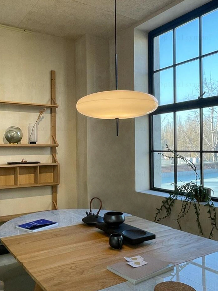 Polymer Plastic Suspension Lamp 11.8 in x 21.7 in White Indoor Ceiling Light Adjustable Hanging Height Modern Lighting Fixture | Thomler