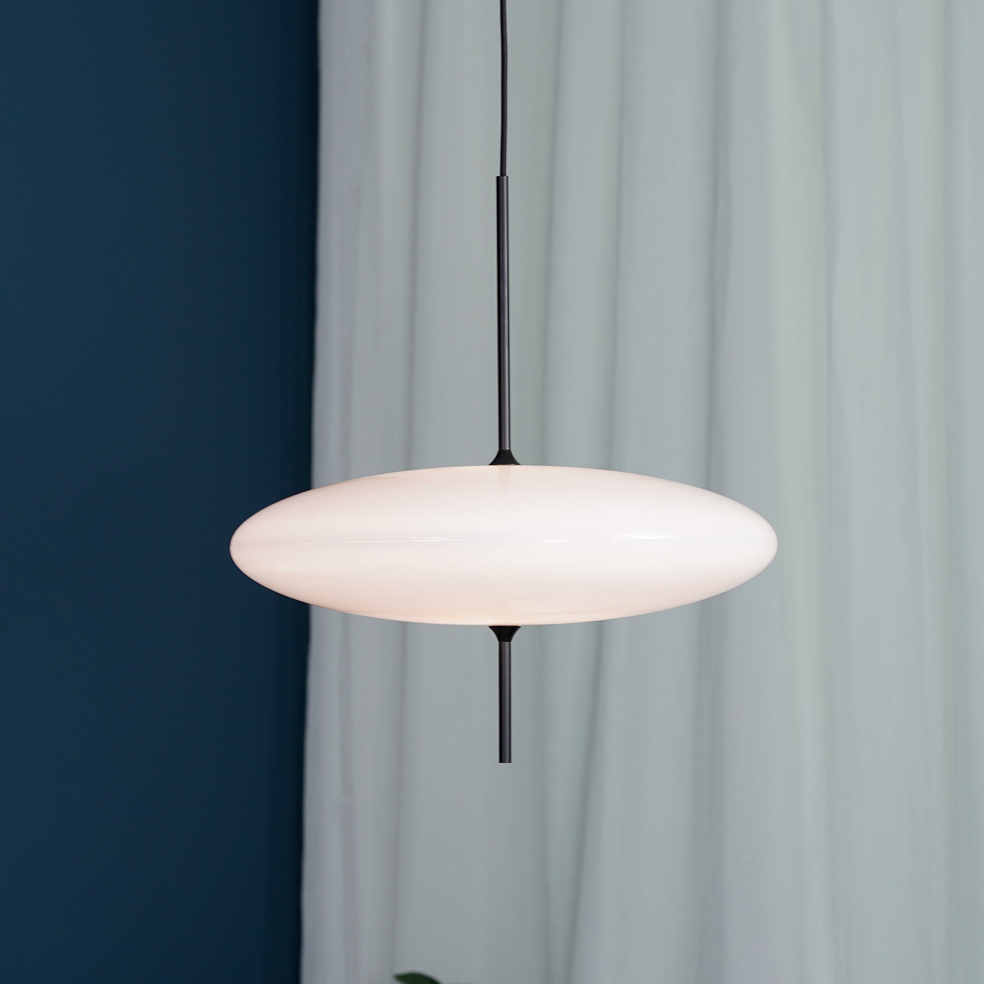 Polymer Plastic Suspension Lamp 11.8 in x 21.7 in White Indoor Ceiling Light Adjustable Hanging Height Modern Lighting Fixture | Thomler