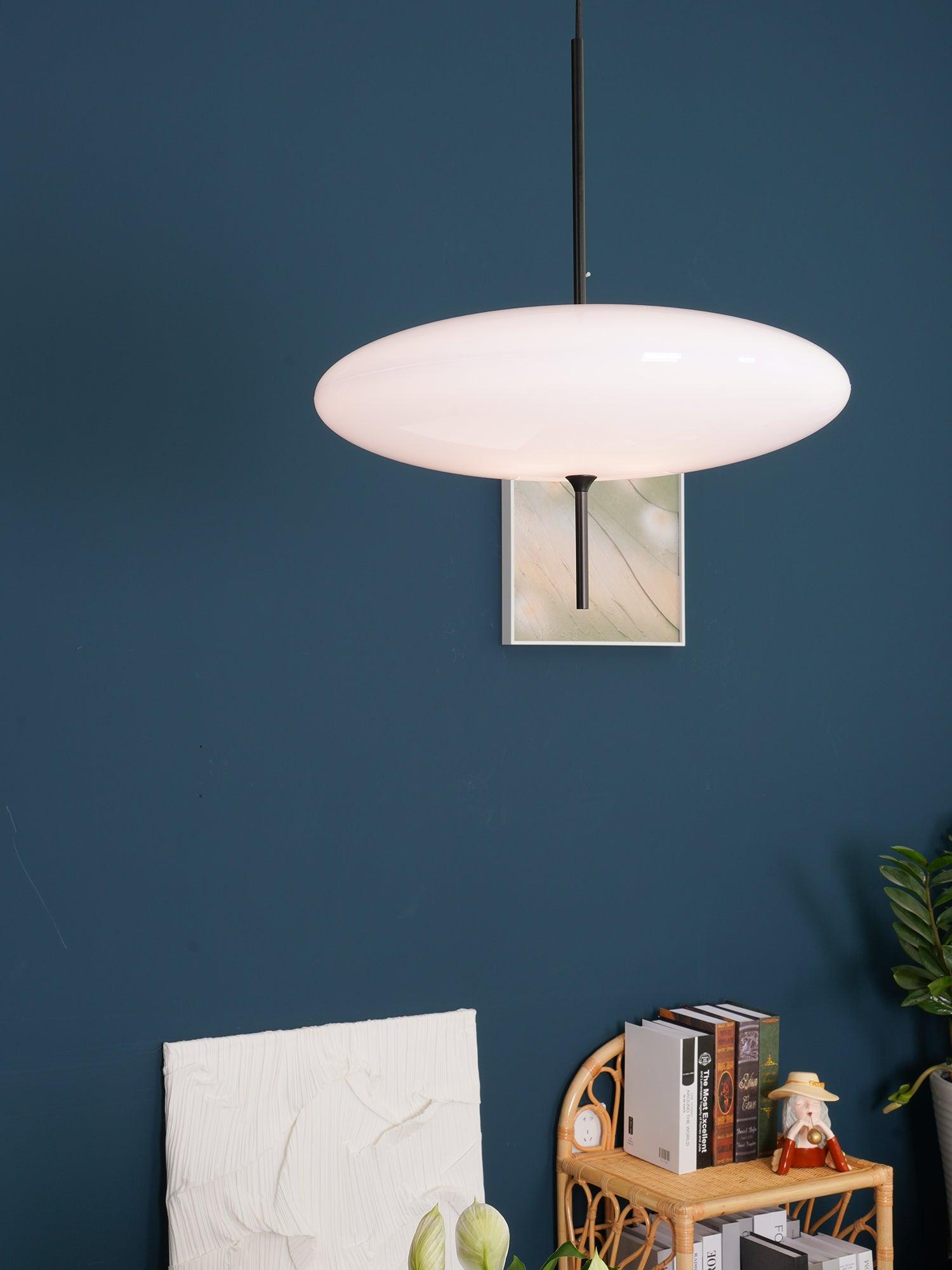 Polymer Plastic Suspension Lamp 11.8 in x 21.7 in White Indoor Ceiling Light Adjustable Hanging Height Modern Lighting Fixture | Thomler
