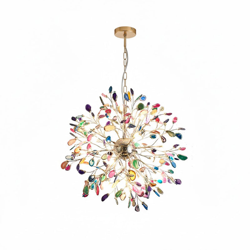 Pendant Light Natural Agate G4 58.0 cm Gold Living Room Dining Room Chandelier Multicolour Ceiling Hanging Light | Thomler