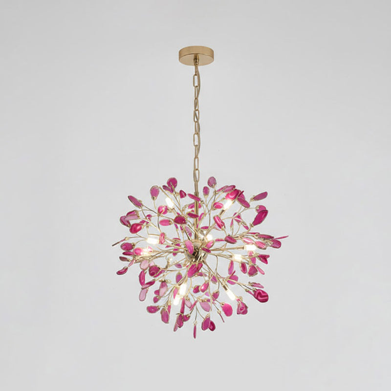 Pendant Light Natural Agate G4 58.0 cm Gold Living Room Dining Room Chandelier Multicolour Ceiling Hanging Light | Thomler