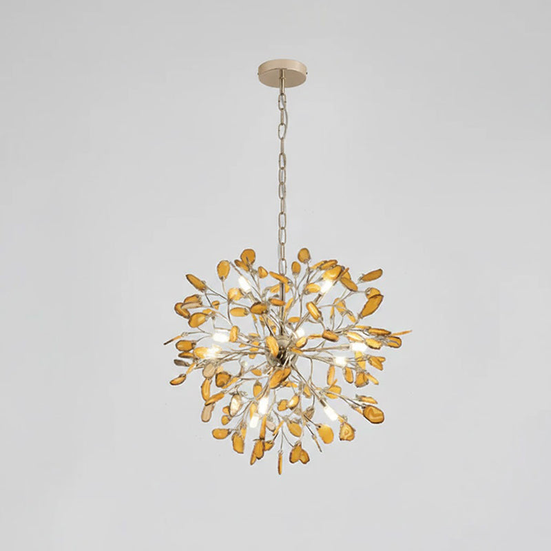 Pendant Light Natural Agate G4 58.0 cm Gold Living Room Dining Room Chandelier Multicolour Ceiling Hanging Light | Thomler