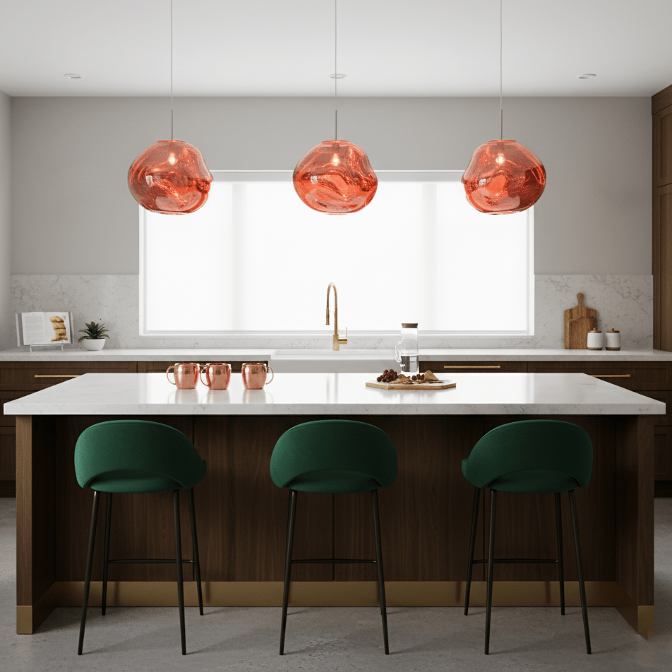 Modern Lava Pendant Lamp 7 in Copper Chrome Gold Ceiling Dining Lighting Mirror Effect Hanging Fixture | Thomler