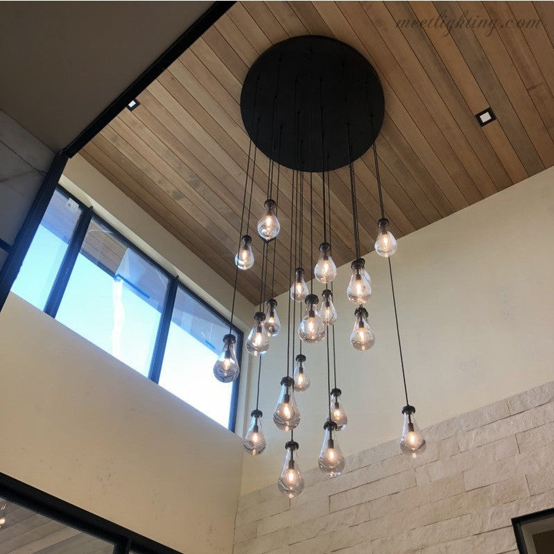 Cascading Glass Globe Chandelier – Dimmable LED Brass Fixture for Dining Room & Foyer – 18 to 60 Inch Multi-Light Statement Piece | Thomler