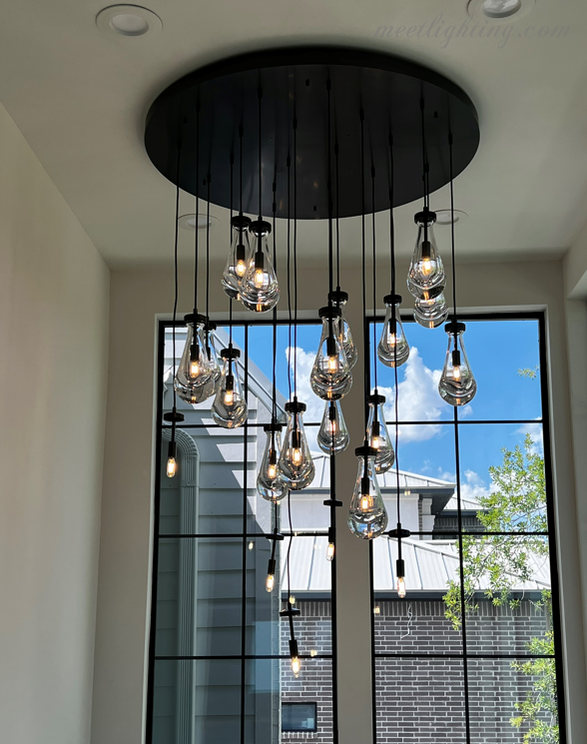 Cascading Glass Globe Chandelier – Dimmable LED Brass Fixture for Dining Room & Foyer – 18 to 60 Inch Multi-Light Statement Piece | Thomler