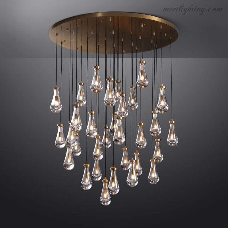 Cascading Glass Globe Chandelier – Dimmable LED Brass Fixture for Dining Room & Foyer – 18 to 60 Inch Multi-Light Statement Piece | Thomler