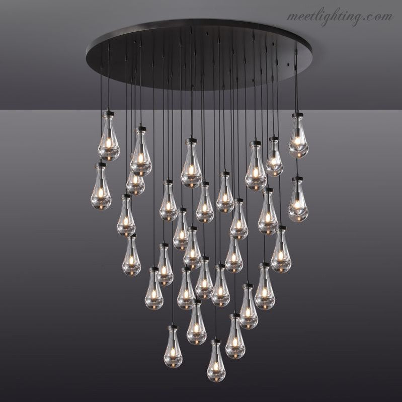 Cascading Glass Globe Chandelier – Dimmable LED Brass Fixture for Dining Room & Foyer – 18 to 60 Inch Multi-Light Statement Piece | Thomler