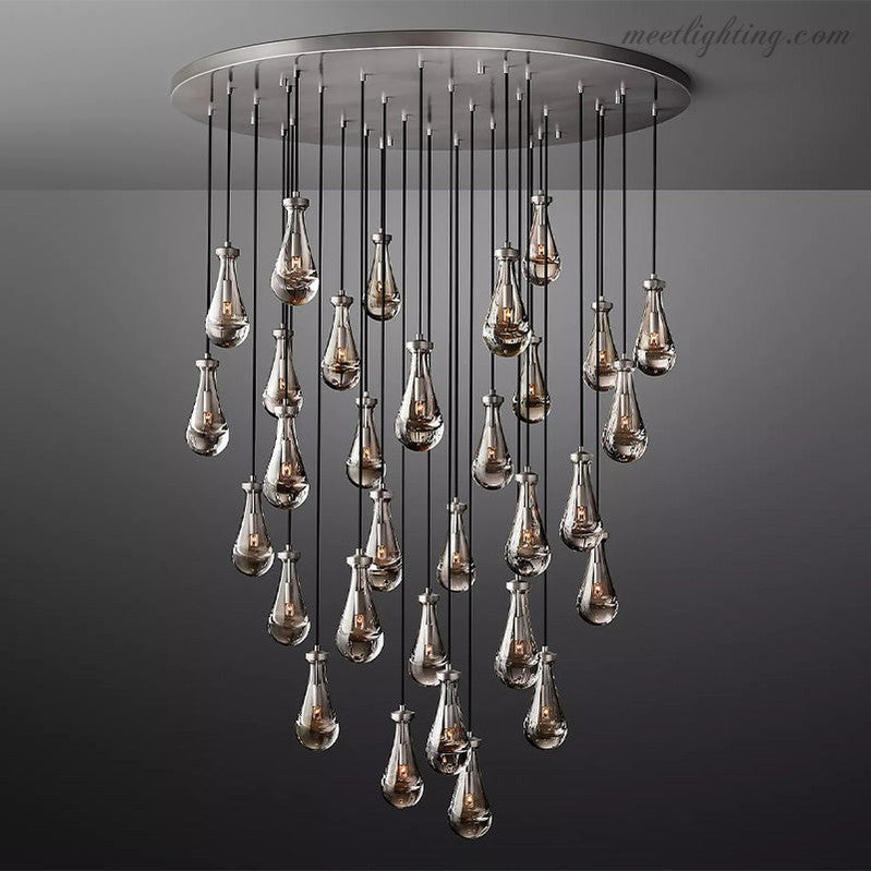 Cascading Glass Globe Chandelier – Dimmable LED Brass Fixture for Dining Room & Foyer – 18 to 60 Inch Multi-Light Statement Piece | Thomler