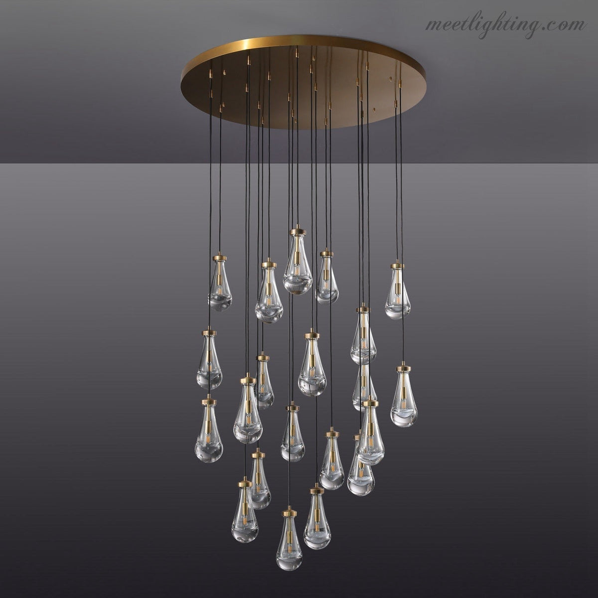 Cascading Glass Globe Chandelier – Dimmable LED Brass Fixture for Dining Room & Foyer – 18 to 60 Inch Multi-Light Statement Piece | Thomler