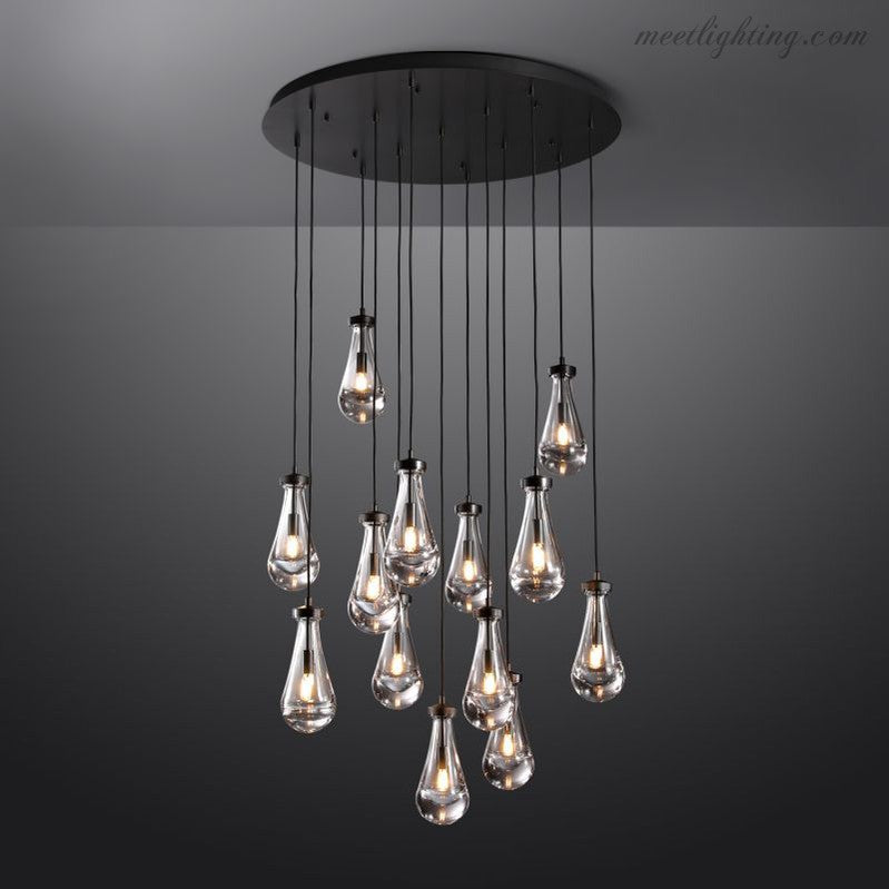 Cascading Glass Globe Chandelier – Dimmable LED Brass Fixture for Dining Room & Foyer – 18 to 60 Inch Multi-Light Statement Piece | Thomler