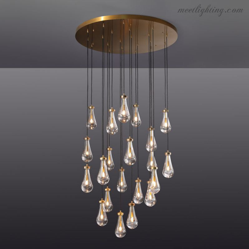 Cascading Glass Globe Chandelier – Dimmable LED Brass Fixture for Dining Room & Foyer – 18 to 60 Inch Multi-Light Statement Piece | Thomler